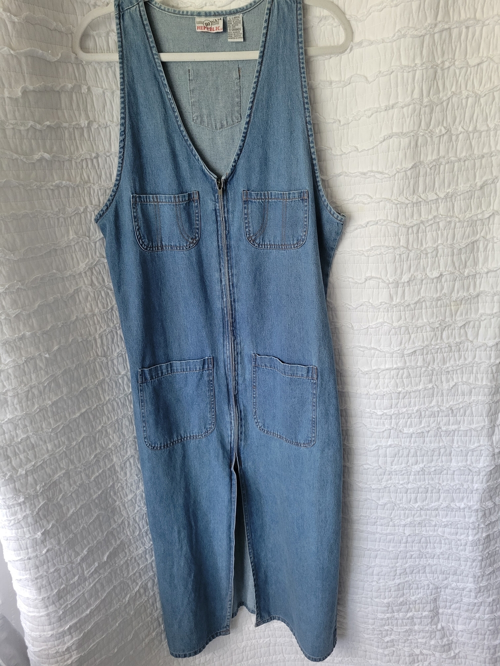 VintagLight Blue Denim Jumper Dress with Front